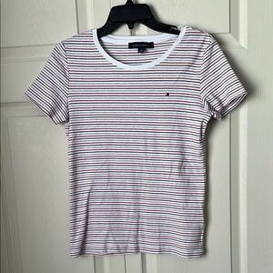 Tommy Hilfiger white/red/blue Fitted Short Sleeve T-Shirt NWOT size medium